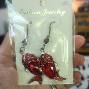 Red Fish Dangle Earrings